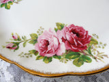 BEAUTIFUL Royal Albert American Beauty Cake Plate,Paul Longpre Lush Pink ROSES,English Bone China Handled Cake Plate,Vintage Wedding gifts