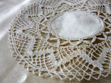 BEAUTIFUL 1920s MALTESE Bobbin Lace Edge Linen Doily,Fine Doily,Highly Decorative Doilies,Vintage Linens Chateau Chic,Farmhouse,French Decor