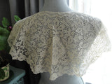 ART DECO Huge 1920s-30s Cape Style Lace Collar,Bertha Collar,Embroidered Flowers,Flapper Era Lace,Vintage Clothing,Bridal Lace,French Lace