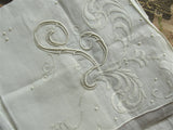 Breathtaking Vintage Madeira Monogram L  BRIDAL WEDDING HANDKERCHIEF Heavily Encrusted Embroidery Hanky Applique Work Hankie,Bridal Hankies
