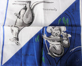 50s VINTAGE Printed Koalas Kangaroos Hanky,Australia Souvenir Handkerchief,Novelty Hanky,Collectible Hankies,Hankies To Collect,Frame,Gifts