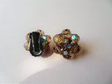 DAZZLING Crystal Glass Earrings,Sparkling Aurora Borealis Topaz Crystals,1950s Clip On Earrings,Mid Century,Collectible Vintage Jewelry