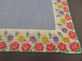 LOVELY VINTAGE HANKIE Handkerchief Delicate Dainty Chintz Border Blue Hanky, Something Blue, Something Old Bridal Hanky Collectible Hankies