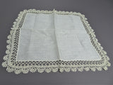 Vintage BRIDAL WEDDING Handkerchief Beautiful Delicate WIDE Hand Crochet Lace Hankie,Bridal Hanky,White Work Embroidery,Collectible Hankies