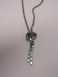 DRAMATIC Art Deco Design Necklace, Sparkling Glass Stones,Brilliant White and Aqua Blue Glass Stones,Unique Design,Collectible Jewelry