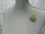 GORGEOUS Chartreuse Cut Crystal Brooch,Cut Petal Like Stones,AB Crystals,Mid Century Brooch, Unique Design,Collectible Vintage Jewelry
