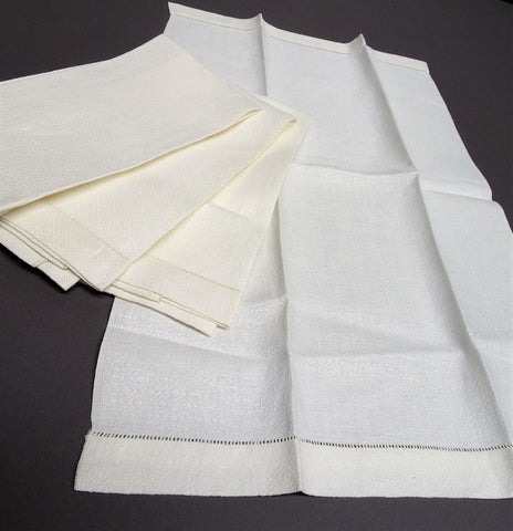 ANTIQUE Linen Damask Art Deco Pattern Guest Towels,FOUR 1920s Quality Vintage Linen Towels,Housewarming Gift,French Cottage, Farmhouse Decor