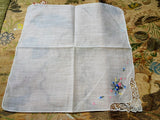 LOVELY Vintage Lace Handkerchief,Hand Embroidered Hanky,Basket of Flowers,Perfect Hankie For Bride To Be,Bridal Hanky Collectible Hankies