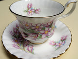 VINTAGE Royal Albert English Bone China Teacup Saucer,Purple Gold Floral Teacup,Pink Flowers Cup,Tea Lover Gift,Collectible Vintage Teacups