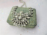 GLAMOROUS Art Deco Design Large Pendant Necklace,Sparkling Bridal Glass Necklace,Sterling Silver,Vintage Evening,Collectible Jewelry