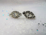 SPARKLING Signed Vintage 50s Earrings,GLITTERING Clear Brilliant Screw On Earrings,Jay Flex Sterling,Collectible Jewelry,Mid Century Jewelry