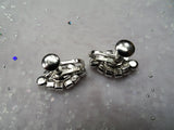 SPARKLING Signed Vintage 50s Earrings,GLITTERING Clear Brilliant Screw On Earrings,Jay Flex Sterling,Collectible Jewelry,Mid Century Jewelry