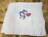 LOVELY Vintage Petit Point Handkerchief,Embroidered ANN Hanky, Fine Workmanship,Wedding Bridal,Something Blue,Collectible Vintage Hankies