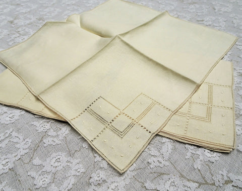 ELEGANT Napkin Set, Art Deco 20s MADEIRA Linen Napkins,Embroidery OpenWork,French Decor,Luxury Table Linens,Collectible Vintage Linens