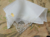 BEAUTIFUL Vintage Swiss Hand Embroidered Hanky,Bridal Handkerchief,White Work Hankie,Original Label,Never Used,Collectible Vintage Hankies
