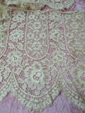 BEAUTIFUL Antique FRENCH Fine Lace Trim Flounce,Intricate Pattern  For Bridal Dress,Dolls,Flapper Dress,Heirloom Sewing Antique Textiles