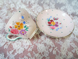 LOVELY Vintage Teacup and Saucer,EB Foley English Bone China,Hand Painted Art Deco Pink Cup and Saucer,Collectible Vintage Teacups