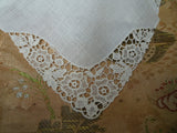 Antique 1920s Heirloom Lace Edged FRENCH Handkerchief Hanky Perfect Bridal Wedding Hankie Special Wedding,Collectible Hankies
