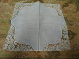 Antique 1920s Heirloom Lace Edged FRENCH Handkerchief Hanky Perfect Bridal Wedding Hankie Special Wedding,Collectible Hankies