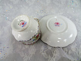 VINTAGE Royal Albert English Bone China Teacup and Saucer,Petit Point Pattern,Charming Pink Blue Cup and Saucer,Collectible Vintage Teacups