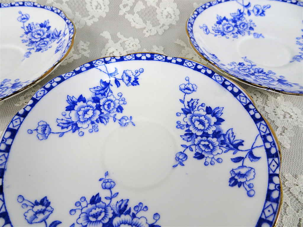 ANTIQUE English Blue and White Saucers,Small Plates,Tea Party,Wedding China,Cottage Chic,Vintage China,Blue Transferware,Replacement China