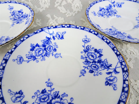 ANTIQUE English Blue and White Saucers,Small Plates,Tea Party,Wedding China,Cottage Chic,Vintage China,Blue Transferware,Replacement China