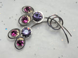 FABULOUS Vintage Continental Floral Spray Brooch, Faceted Fuchsia Purple Glass Stones, Silver Tone Metal, Unique Design, Mid Century Jewelry
