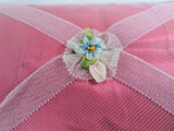 Antique FRENCH Boudoir Pillow,Hat Pin Pillow, Silk Ribbon Rosettes,Wedding Ring Pillow,Boudoir Display,Vanity Collectibles