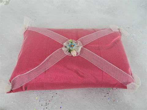 Antique FRENCH Boudoir Pillow,Hat Pin Pillow, Silk Ribbon Rosettes,Wedding Ring Pillow,Boudoir Display,Vanity Collectibles