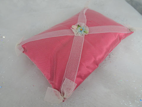 Antique FRENCH Boudoir Pillow,Hat Pin Pillow, Silk Ribbon Rosettes,Wedding Ring Pillow,Boudoir Display,Vanity Collectibles