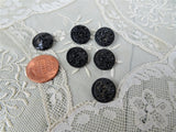Antique French Jet Glass Victorian Fancy Buttons,Set of 6,Highly Detailed Design,For French Bebe Dolls Jewelry,Collectible Vintage Buttons