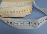 Antique French White On White Embroidered Trim,Heirloom Entredeux Insertion lace,For Dolls Christening Gowns Bridal,Collectible Vintage Lace