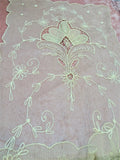 LOVELY 20s French Netted Tulle Lace, Lace Centerpiece,Lace Runner Scarf ,Tambour Work ,Pastel Appliques, French Chateau Decor,French Lace