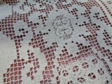 GORGEOUS Vintage Hand Made Lace Table Coth,Table Topper,Tea Tablecloth, Darned Lace,Hand Knotted Lace,French Farmhouse ,Vintage Linens