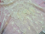 LOVELY 20s French Netted Tulle Lace, Lace Centerpiece,Lace Runner Scarf ,Tambour Work ,Pastel Appliques, French Chateau Decor,French Lace
