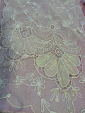 LOVELY 20s French Netted Tulle Lace, Lace Centerpiece,Lace Runner Scarf ,Tambour Work ,Pastel Appliques, French Chateau Decor,French Lace