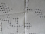 LOVELY Vintage Small Tablecloth, Table Topper, Crisp White Cotton with Drawn Thread Hand Work, Collectible Vintage Linens