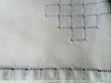 LOVELY Vintage Small Tablecloth, Table Topper, Crisp White Cotton with Drawn Thread Hand Work, Collectible Vintage Linens