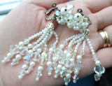 FABULOUS Crystal and Pearl Drop Earrings, Clip On or Screw Back Combination, Pure Glam,Bridal Jewelry,Stunning Earrings,Collectible Earrings