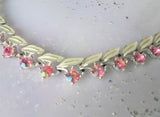 BEAUTIFUL Vintage Necklace, Perfect Bridal Necklace, Enamel, Pink Rhinestones, Lovely Vintage 1950s Necklace, Collectible Vintage Jewelry