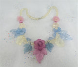 BEAUTIFUL Vintage Lucite Necklace, Unique Floral Necklace, Lovely Colors Pinks Blues Purples, Unique Vintage Necklace, Collectible Jewelry