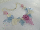 BEAUTIFUL Vintage Lucite Necklace, Unique Floral Necklace, Lovely Colors Pinks Blues Purples, Unique Vintage Necklace, Collectible Jewelry