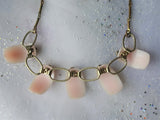 LOVELY Vintage Necklace,PINK Lucite and Gold Tone Metal Necklace, Mid Century Necklace,Collectible MCM Jewelry