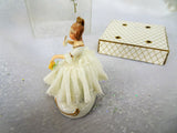 ANTIQUE Dresden Doll Figurine In ORIGINAL Box,Miniature Dresden Porcelain Figurine,Porcelain Lace Dress,Holding Fan,Collectible Figurines