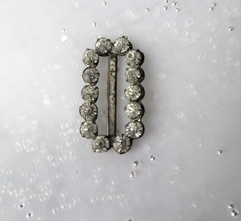 ANTIQUE Georgian Slide Buckle, Cut Glass Paste, Brilliant Glass Stone, Open Back, Wear As Choker Slide, Doll Buckle, Collectible Jewelry