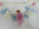 BEAUTIFUL Vintage Lucite Necklace, Unique Floral Necklace, Lovely Colors Pinks Blues Purples, Unique Vintage Necklace, Collectible Jewelry