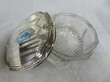GORGEOUS Antique Dresser Jar,Sterling Silver,Enamel Top,Cut Glass,Vanity Dresser Cosmetic Jar,Beyond FABULOUS Decorative Boudoir Collectible