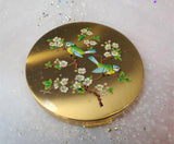 CHARMING Vintage Purse Mirror Powder Compact,Enamel Blue Birds,English Purse Compact,Powder Compact,Collectible Handbag Powder Compacts