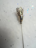 LOVELY Short Hat Pin, Lustrous Faux Pearl, Gold Tone Metal Hatpin, Beautiful Design, Mid Century Hat Pin,Collectible Vintage Hatpins