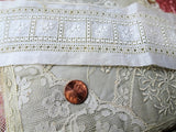 BEAUTIFUL Antique French White Work Embroidered Trim,Heirloom Lace,For Dolls Christening Gowns Bridal,Textiles,Collectible Vintage Lace